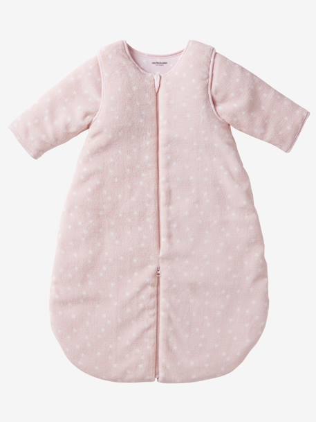 Trappelzak uit microvezel met afneembare mouwen, ideaal voor uitstapjes BLAUW / TRIANGLES+ROZE / STERREN - vertbaudet enfant 