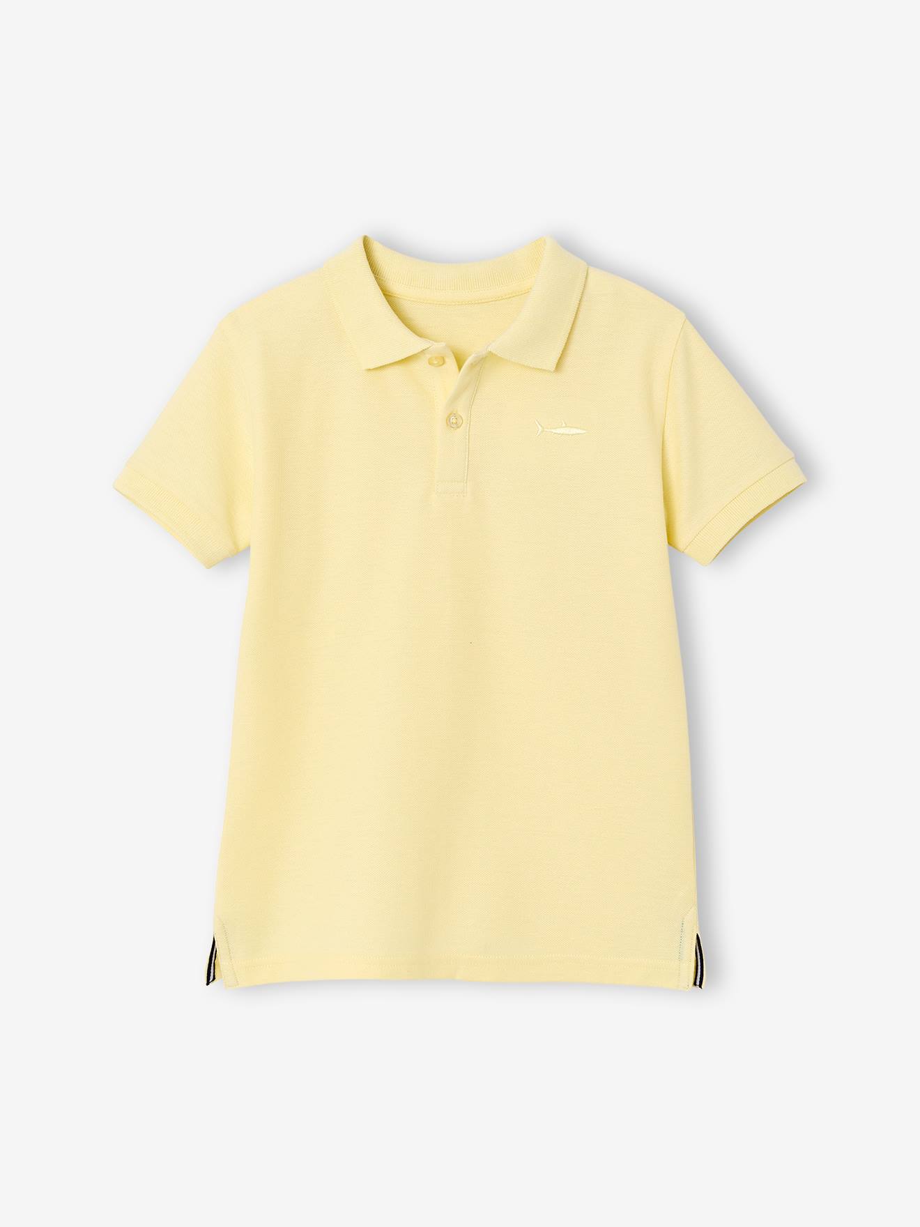Vertbaudet Poloshirt Met Korte Mouwen Voor Jongens Met Borduurwerk Op De Borst Lichtgeel