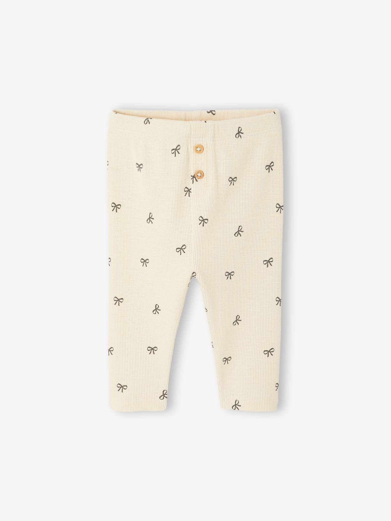 Vertbaudet Effen Geribbelde Legging Voor Baby Vanille