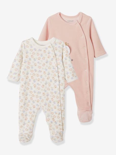 Lot De 2 Pyjamas Bebe En Velours Lot Lait Fraise Bebe