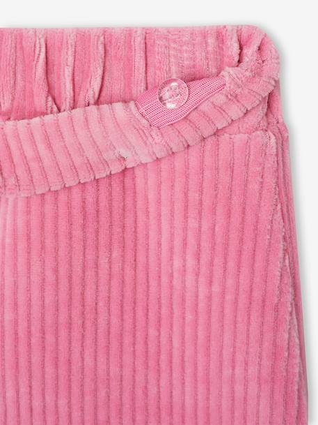 Wijde, fluwelen broek voor meisjes antraciet+bruin+chocoladebruin+grijsblauw+kaki+pruim+rozen+zachtpaars - vertbaudet enfant 