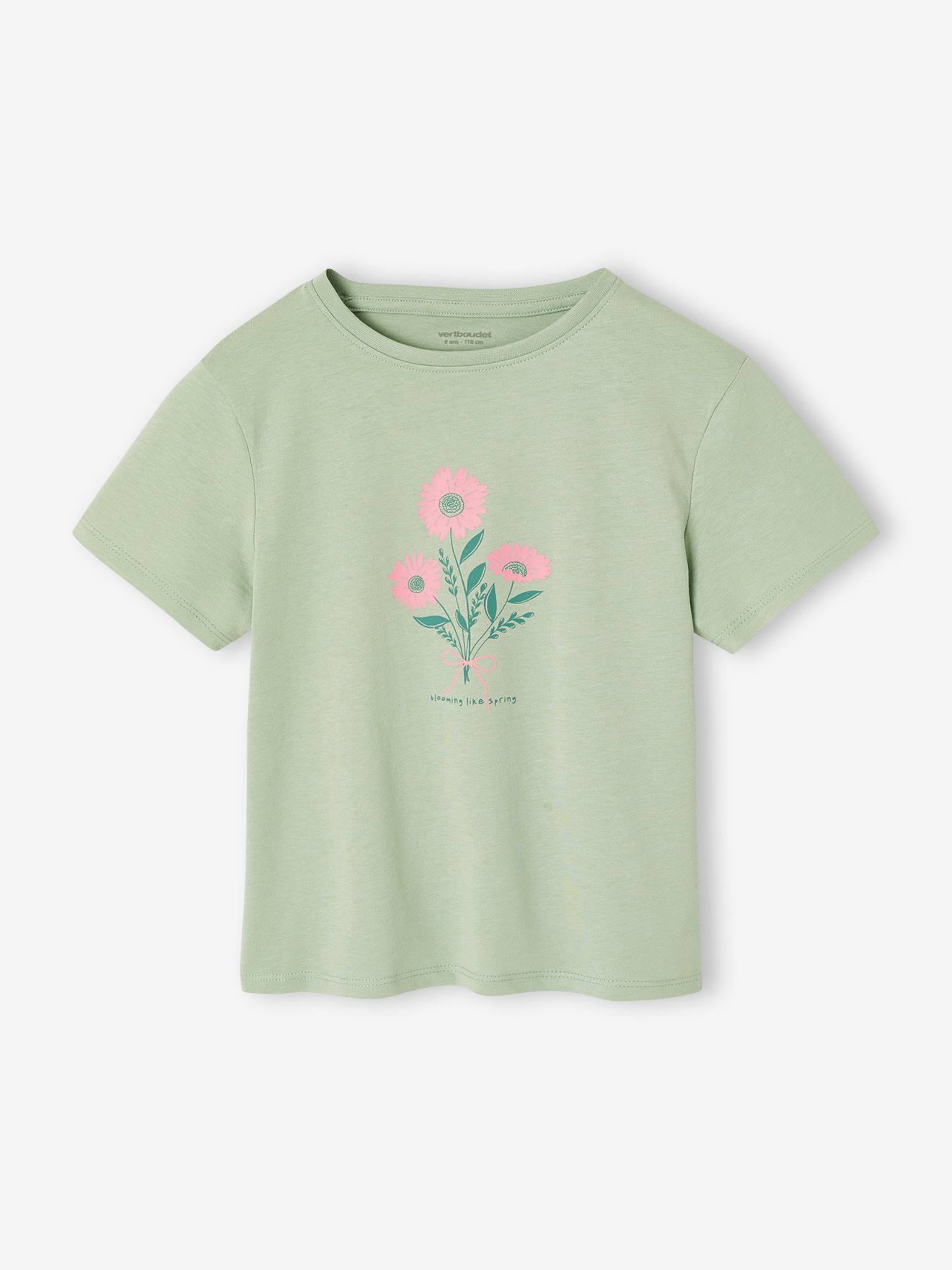 Vertbaudet T-shirt Voor Meisjes Met Print En Korte Mouwen Saliegroen