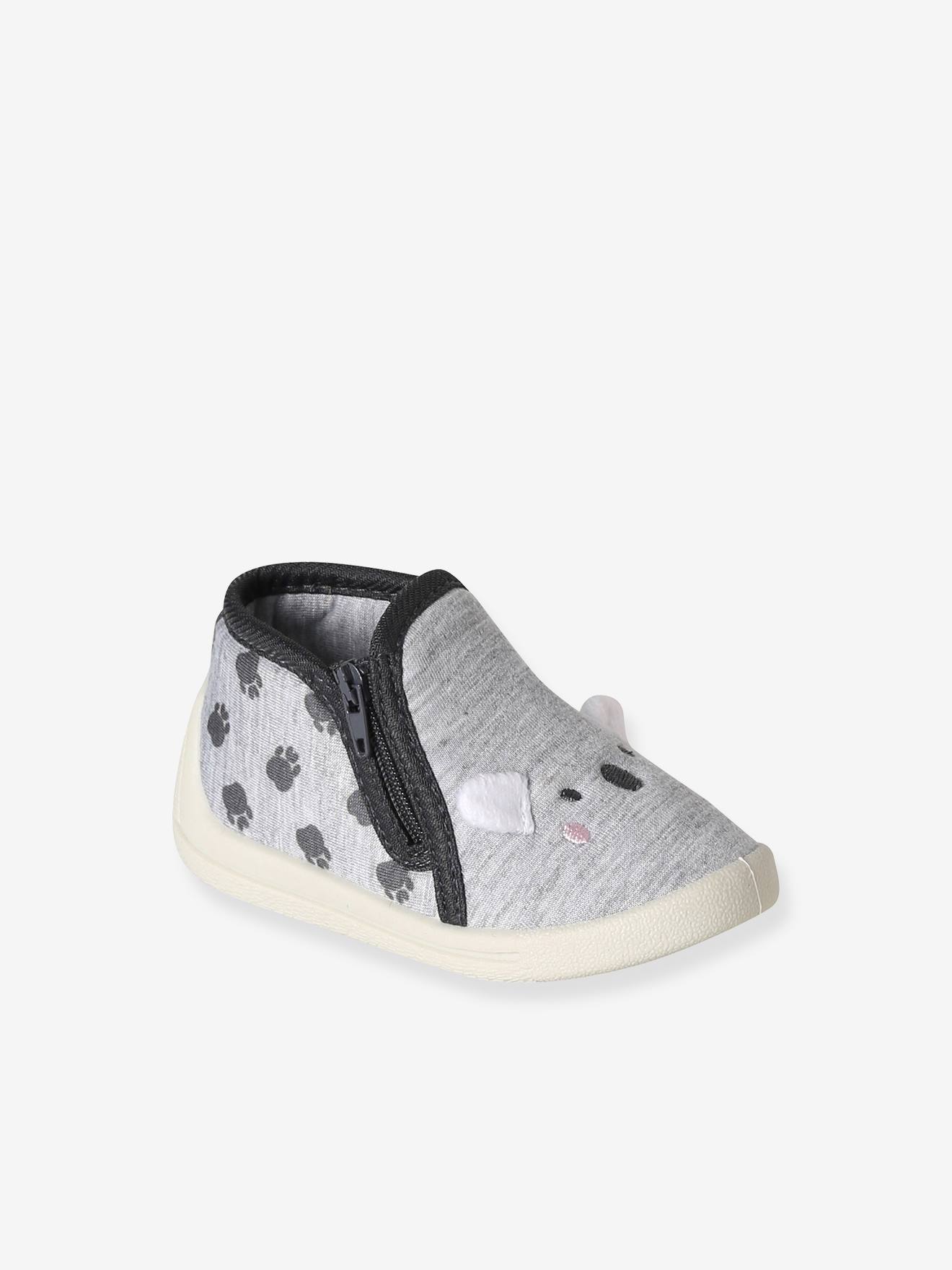 Vertbaudet Canvas Sloffen Met Rits Voor Baby's Grijs, Bedrukt