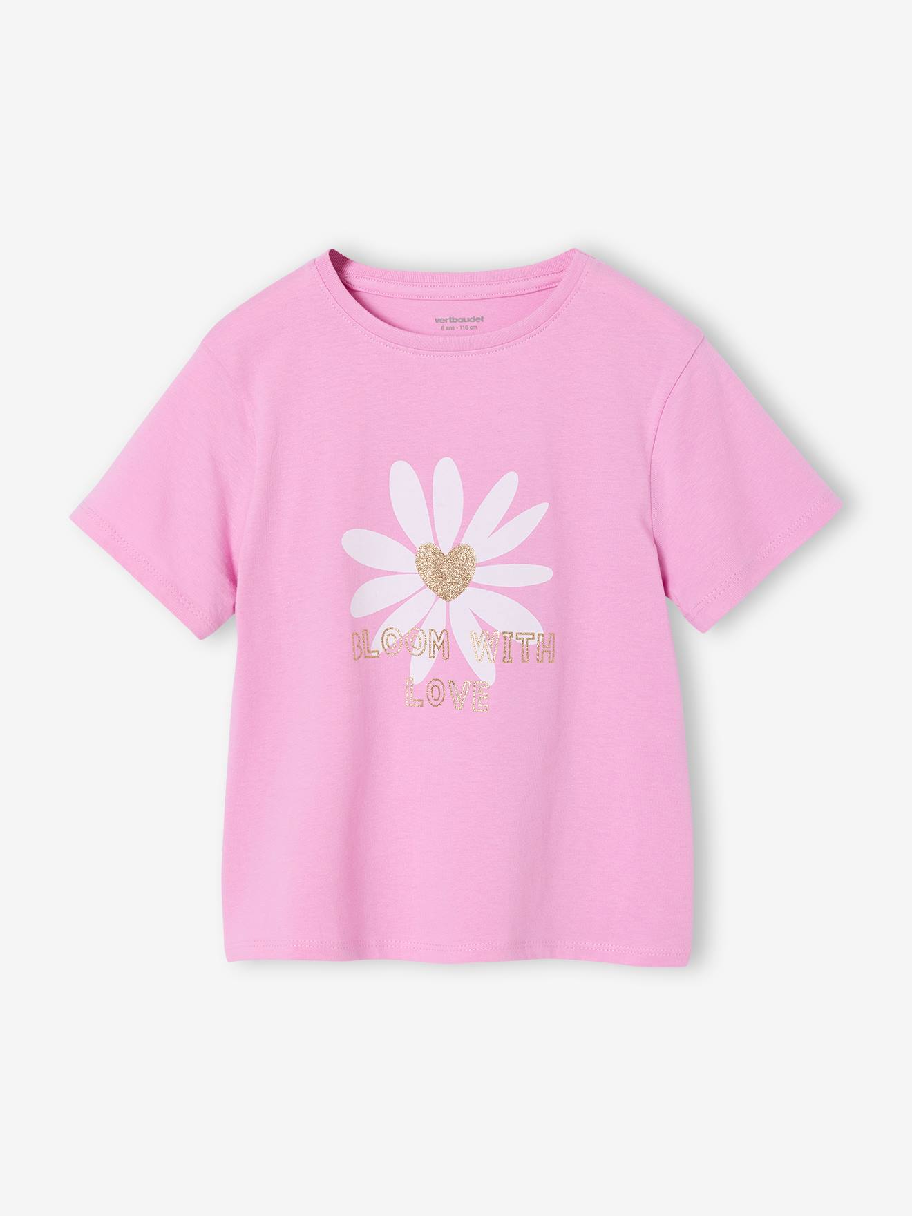 Vertbaudet T-shirt Voor Meisjes Met Print En Korte Mouwen Zachtpaars