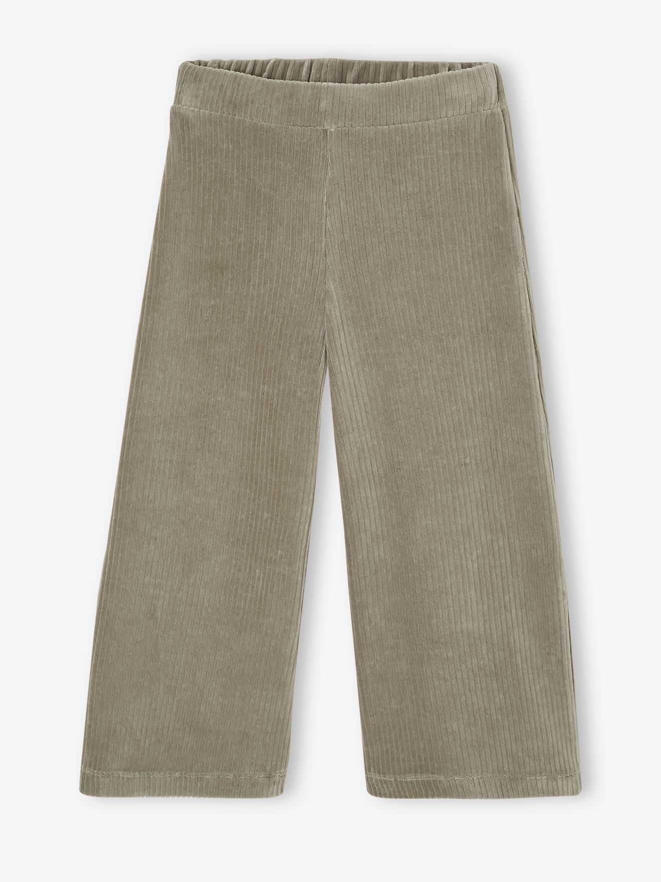 Vertbaudet Wijde, Fluwelen Broek Voor Meisjes Kaki