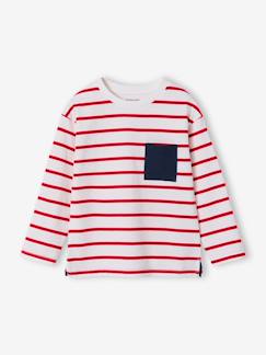 Jongens-T-shirt, poloshirt, souspull-T-shirt- Aanpasbaar jongensshirt met strepen