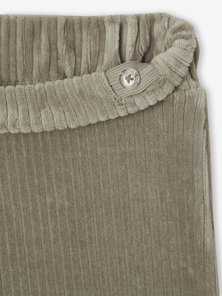 Wijde, fluwelen broek voor meisjes antraciet+bruin+chocoladebruin+grijsblauw+kaki+pruim+rozen+zachtpaars - vertbaudet enfant 