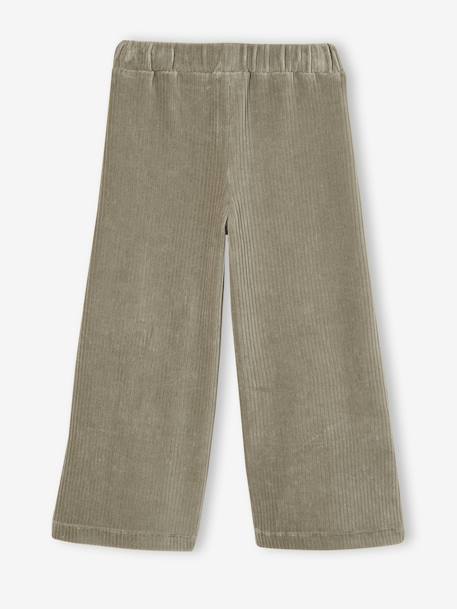 Wijde, fluwelen broek voor meisjes antraciet+bruin+chocoladebruin+grijsblauw+kaki+pruim+rozen+zachtpaars - vertbaudet enfant 