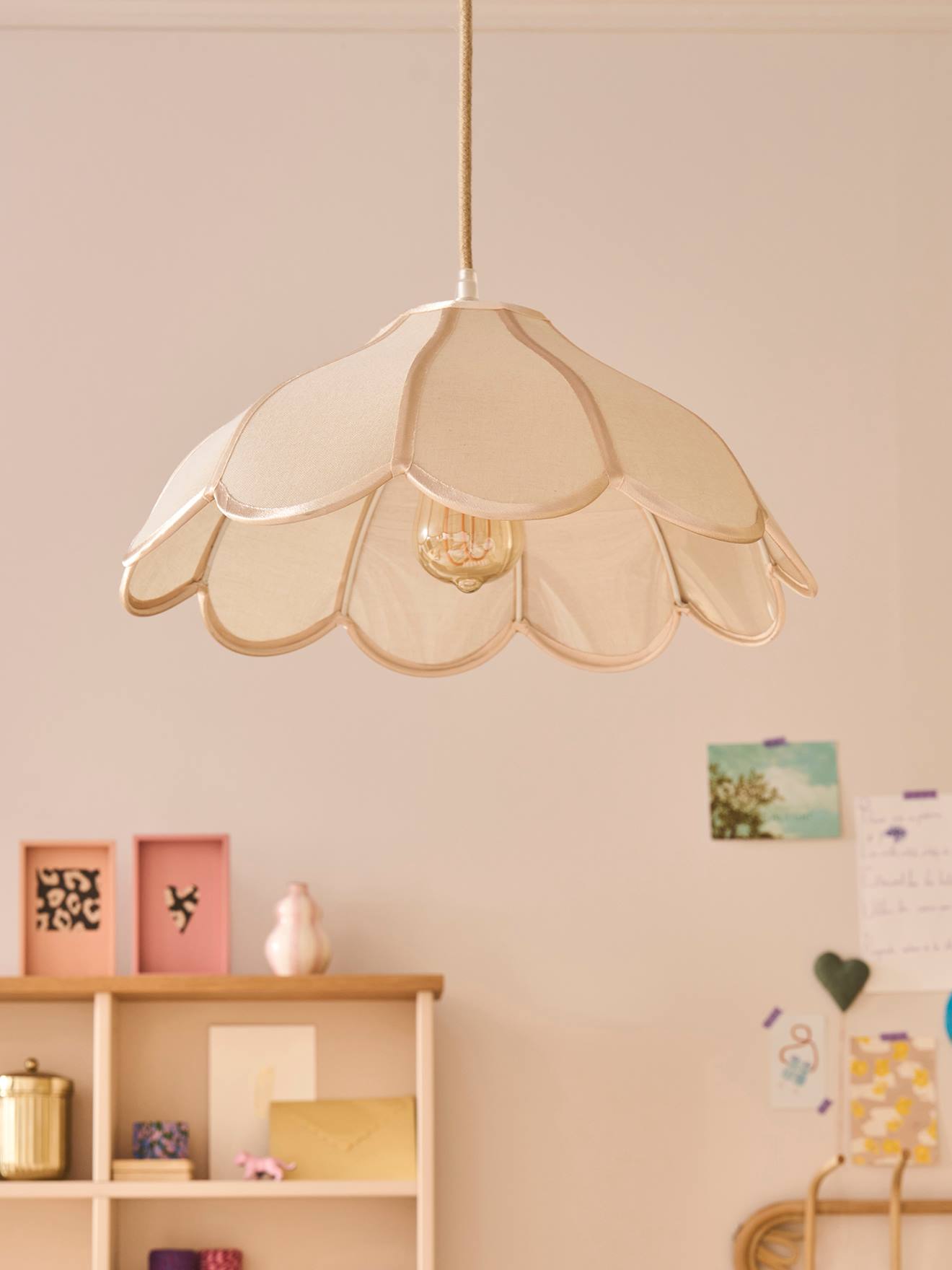 Vertbaudet Bloemvormige Stoffen Lampenkap Voor Hanglamp Ecru