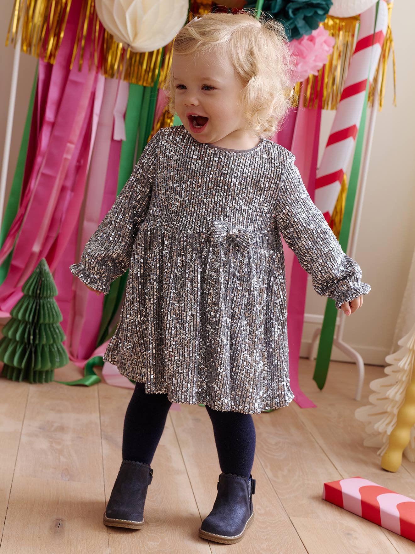 Vertbaudet Festliches Baby Kleid Mit Pailletten Zilver