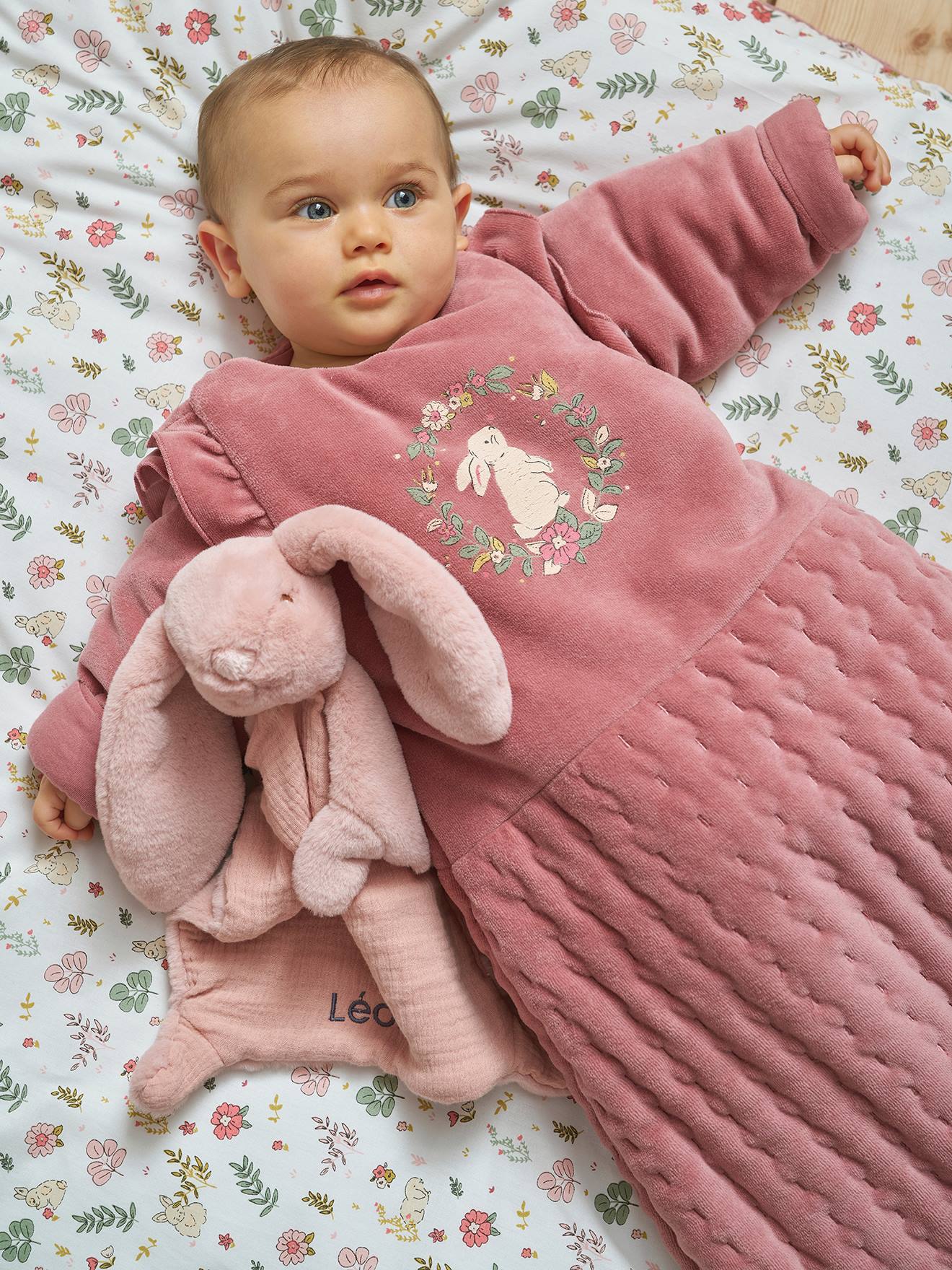 Vertbaudet Trappelzak Met Lange, Afneembare Mouwen Lapin EnchantÉ Oudroze