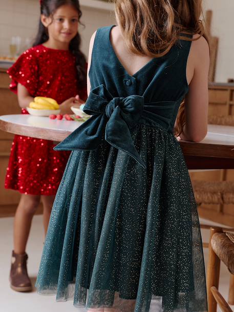 Robe Noël fille en velours et tulle brillant   - vertbaudet enfant