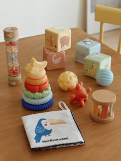 Livre A Toucher Bebe Cube D'Activités En Tissu Vertbaudet Green Forest - 6 Faces D'Éveil Sensoriel Avec 3 Balles - 20x20x20 Cm