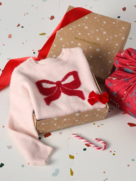 Fille-Coffret Noël fille pull jacquard et accessoire