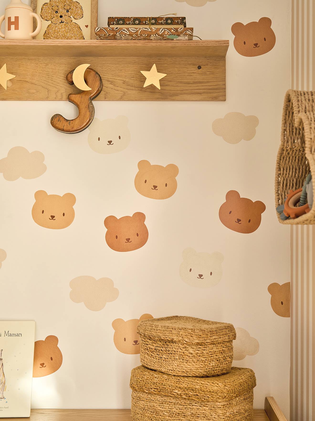 Vertbaudet Set Van 20 Stickers Beertjes En Wolken Beige