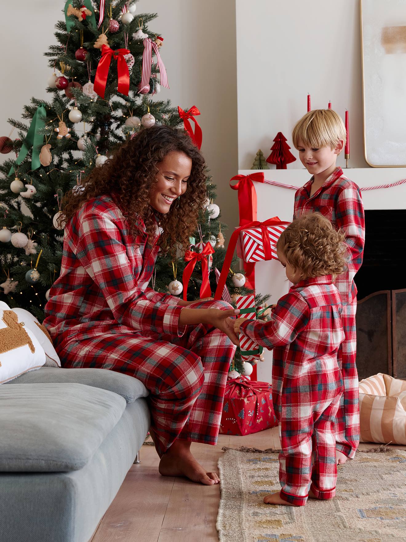 Vertbaudet Flanellen Damespyjama Capsule Kerstmis Rood, Geruit