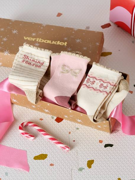 Fille-Coffret 3 paires de chaussettes Noël fille 