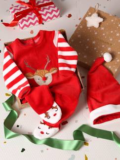 Bébé-Pyjama, surpyjama-Coffret cadeau noël pyjama en velours et bonnet bébé 