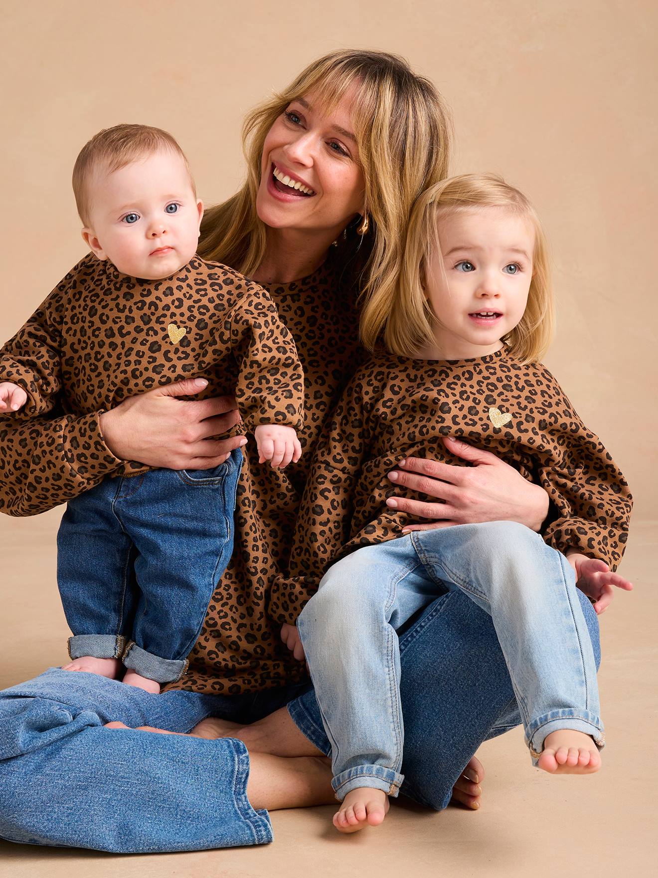 Sweat Leoparden Dames Capsule Collectie Moeder-dochter Envie De Fraise Beige
