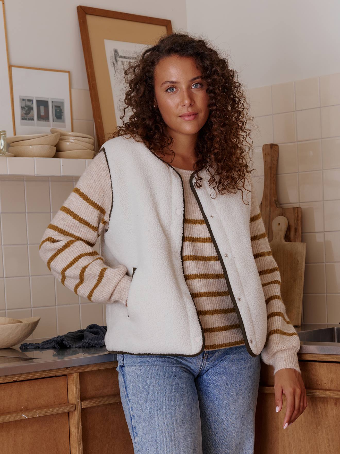 Vertbaudet Omkeerbaar Vest Zonder Mouwen Voor Dames, Familie Capsule Ecru