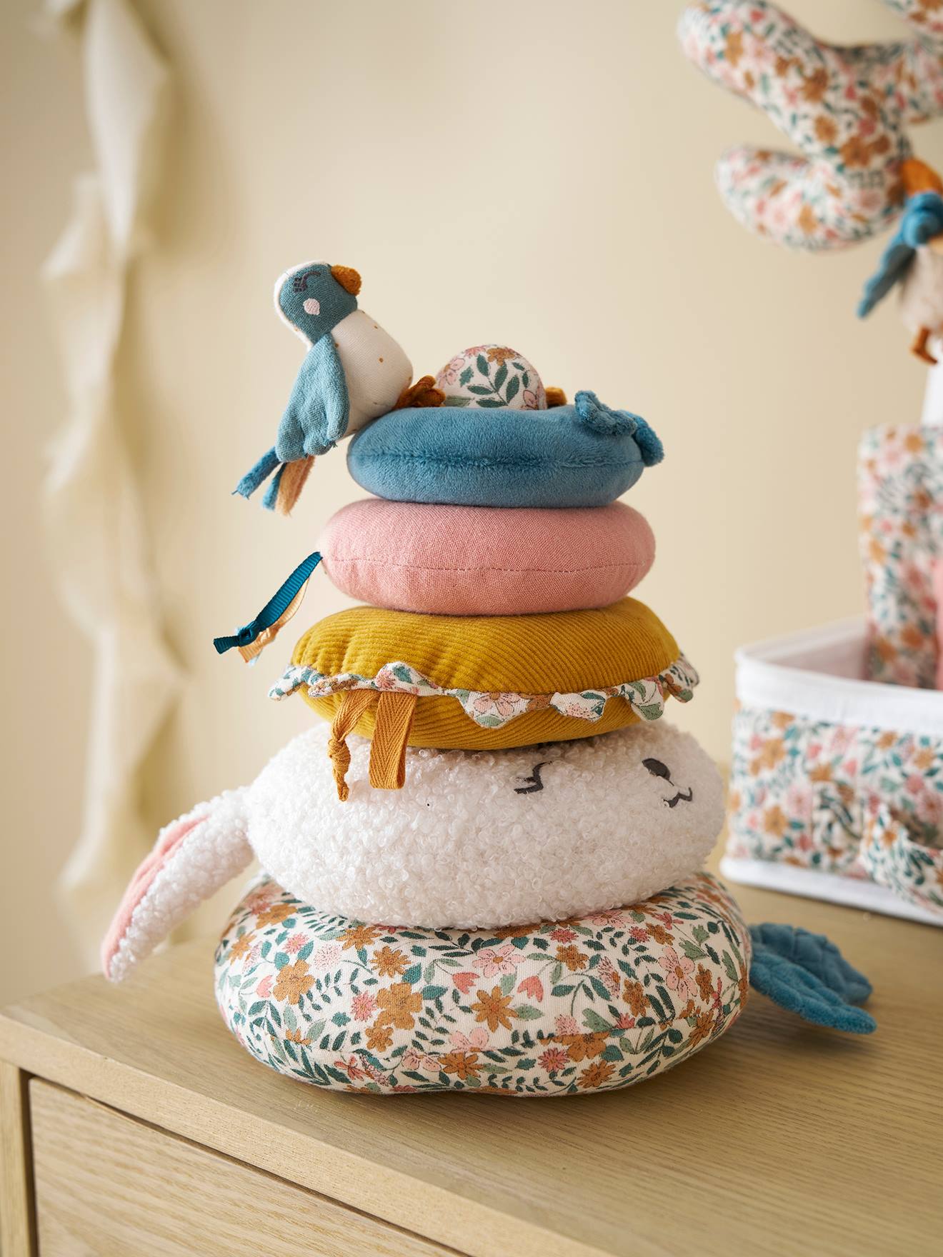 Vertbaudet Stapeltoren Retro Flower Geel