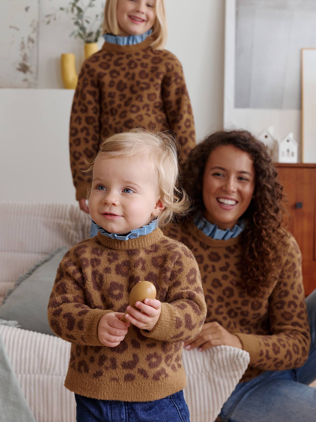 Vertbaudet Babytrui Met Luipaardprint Chambray Bruin