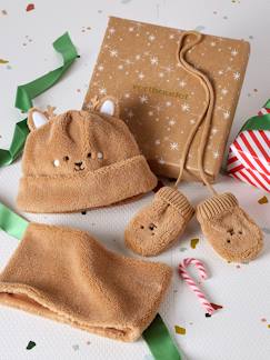 Baby-Kerstset muts teddybeer, snood en wanten baby