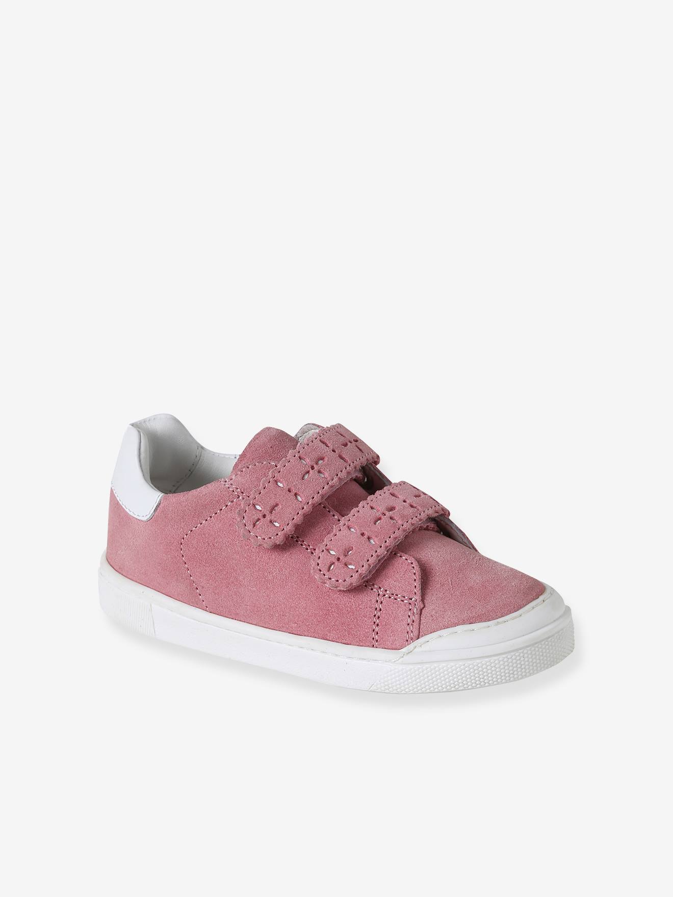 Vertbaudet Leren Sneakers Met Klittenband, Kleutercollectie Meisjes Rozen