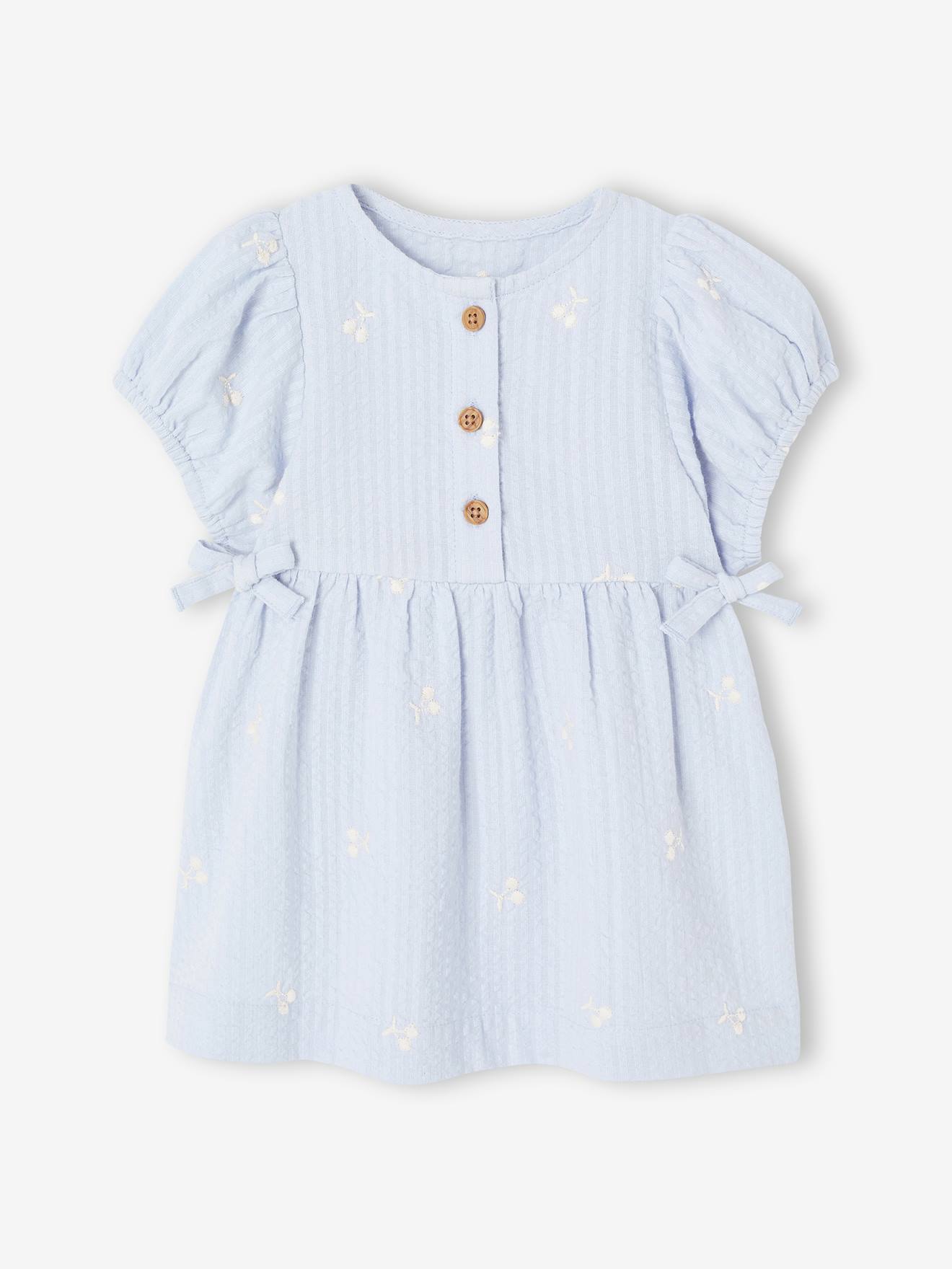 Vertbaudet Jurk Voor Babymeisjes Met Geborduurde Details Lichtblauw