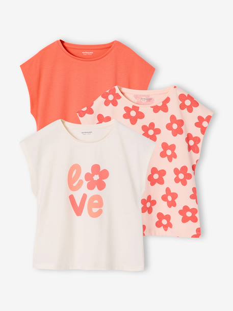 Fille-T-shirt, sous-pull-T-shirt-Lot de 3 tee-shirts fille fantaisie manches courtes