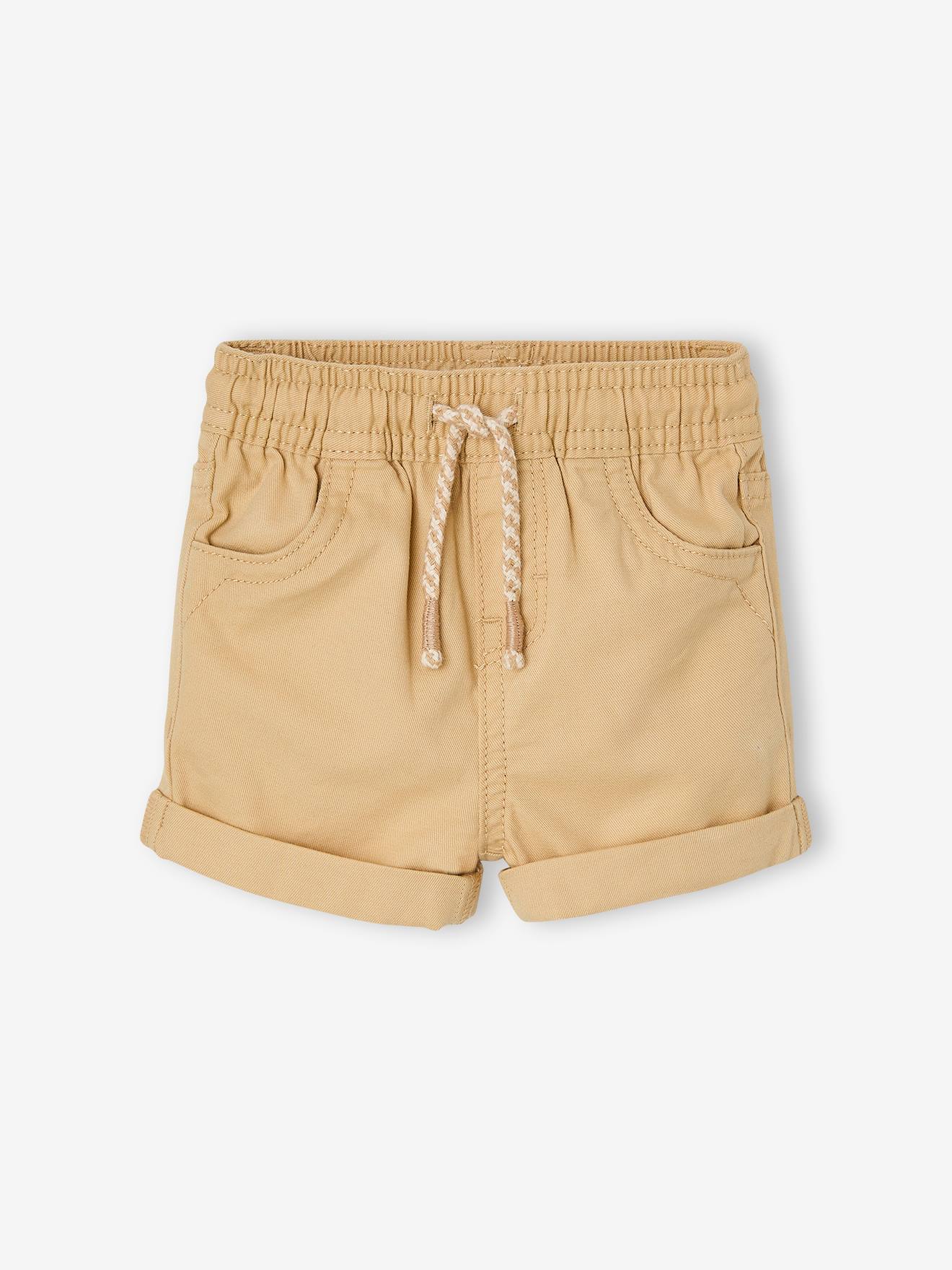 Vertbaudet Gekeperde Short Met Elastische Tailleband Babyjongen Cappuccino