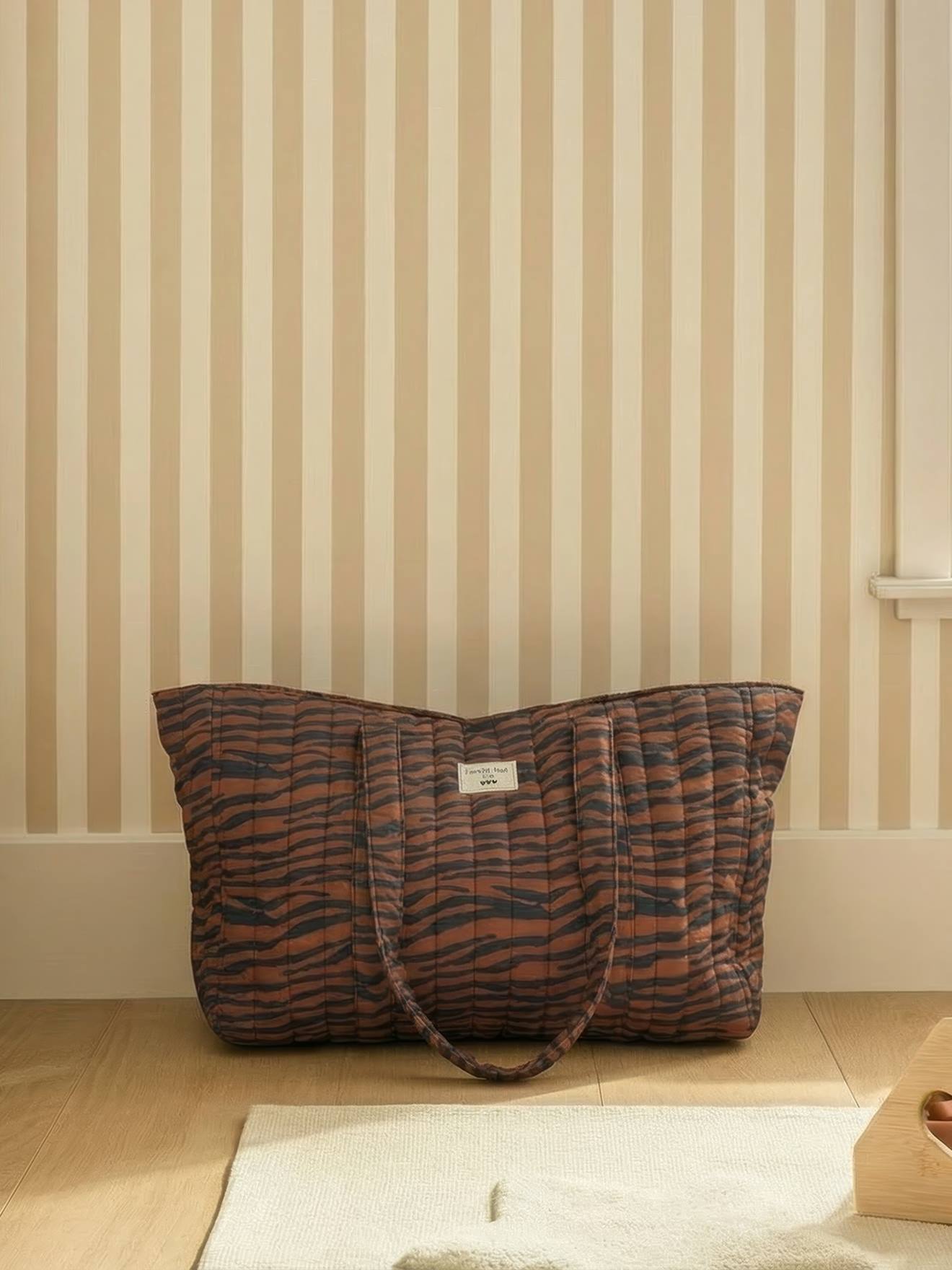 Vertbaudet Totebag Wildlife In Katoenen Canvas Mahonie