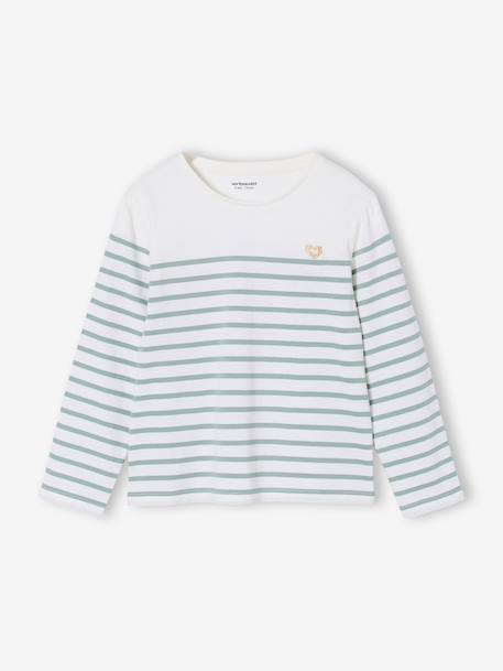Fille-T-shirt, sous-pull-T-shirt-Tee-shirt marinière fille manches longues 