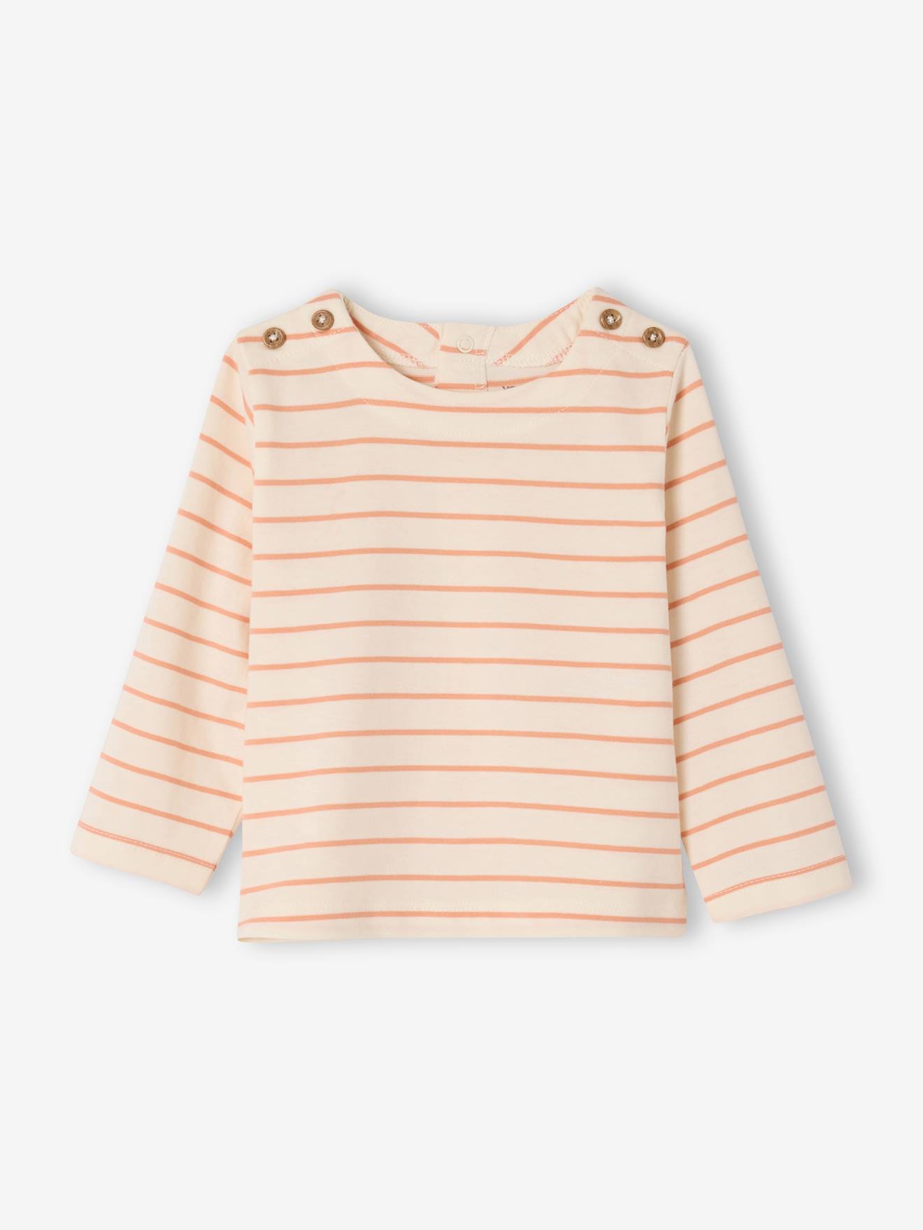 Vertbaudet T-shirt Voor Meisjes Met Bretonse Strepen Ecru