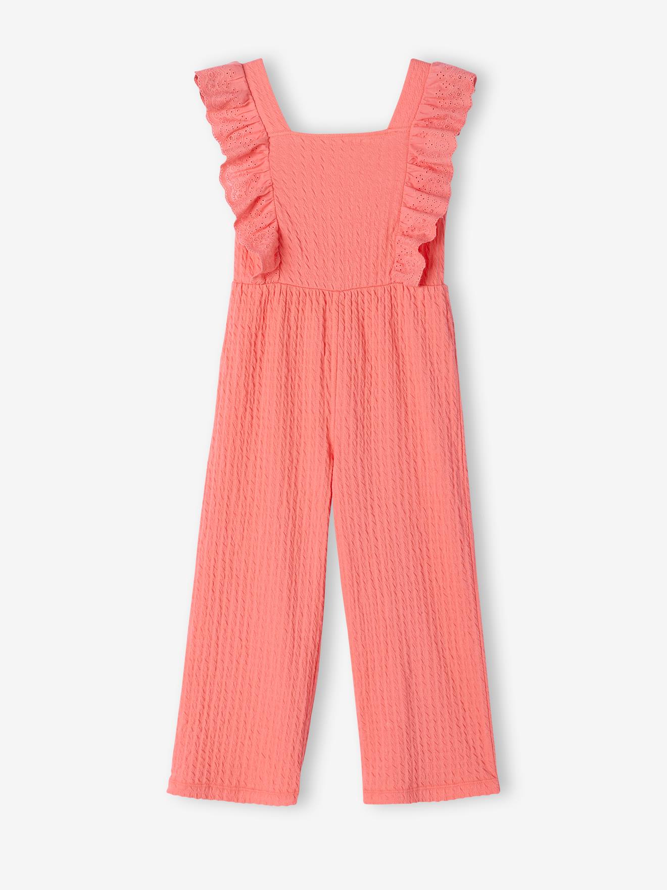 Vertbaudet Jumpsuit Voor Meisjes Met Ruches Koraal