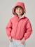Winddichte jas met capuchon voor meisjes, gevoerd met sherpa marineblauw+rozen - vertbaudet enfant 
