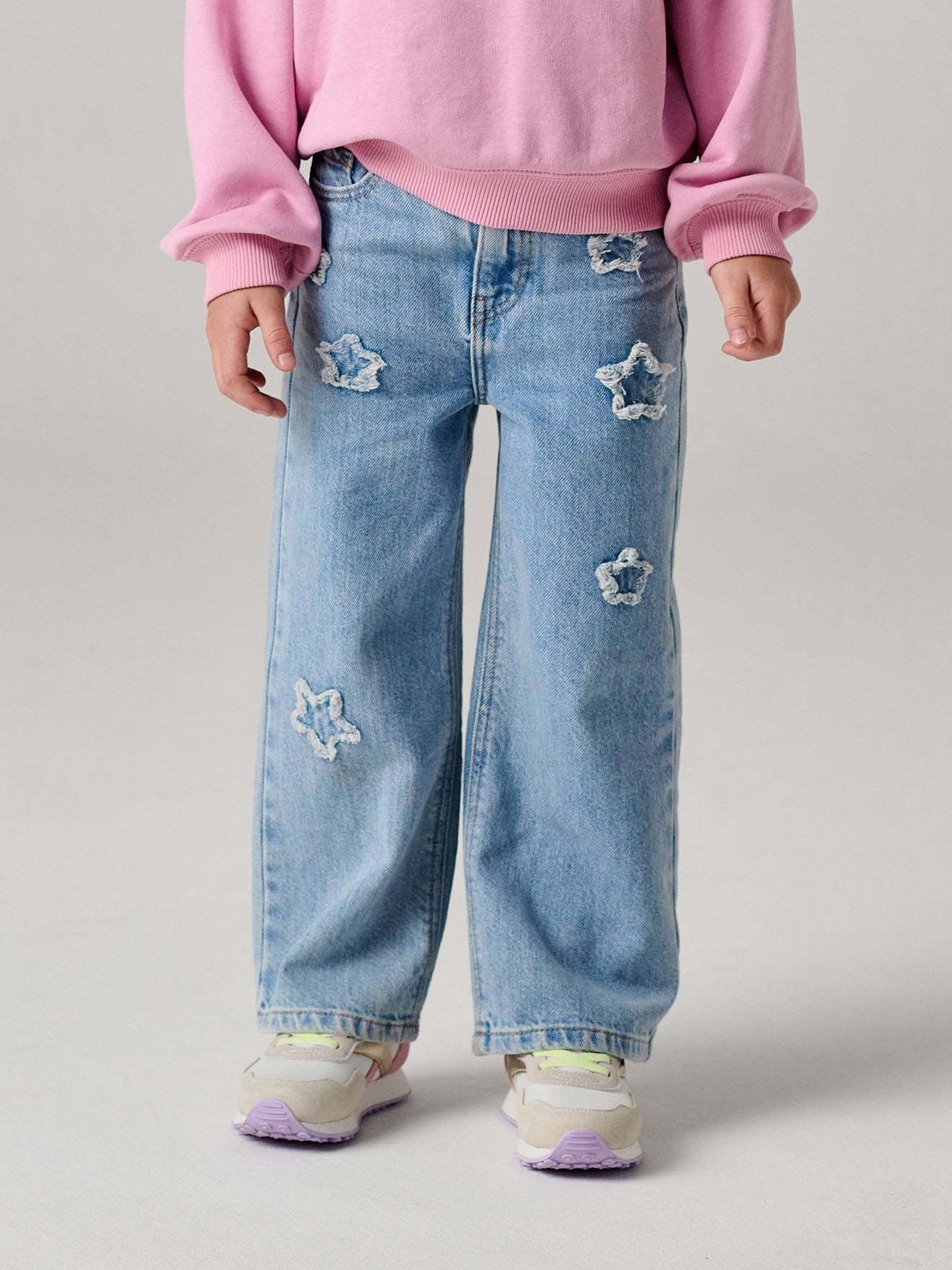 Vertbaudet Wijde Jeans Voor Meisjes Met Sterren Lichtblauw