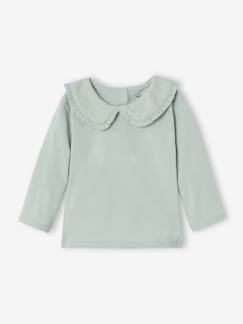 Baby-T-shirt, coltrui-Baby T-shirt met lange mouwen en claudinekraag