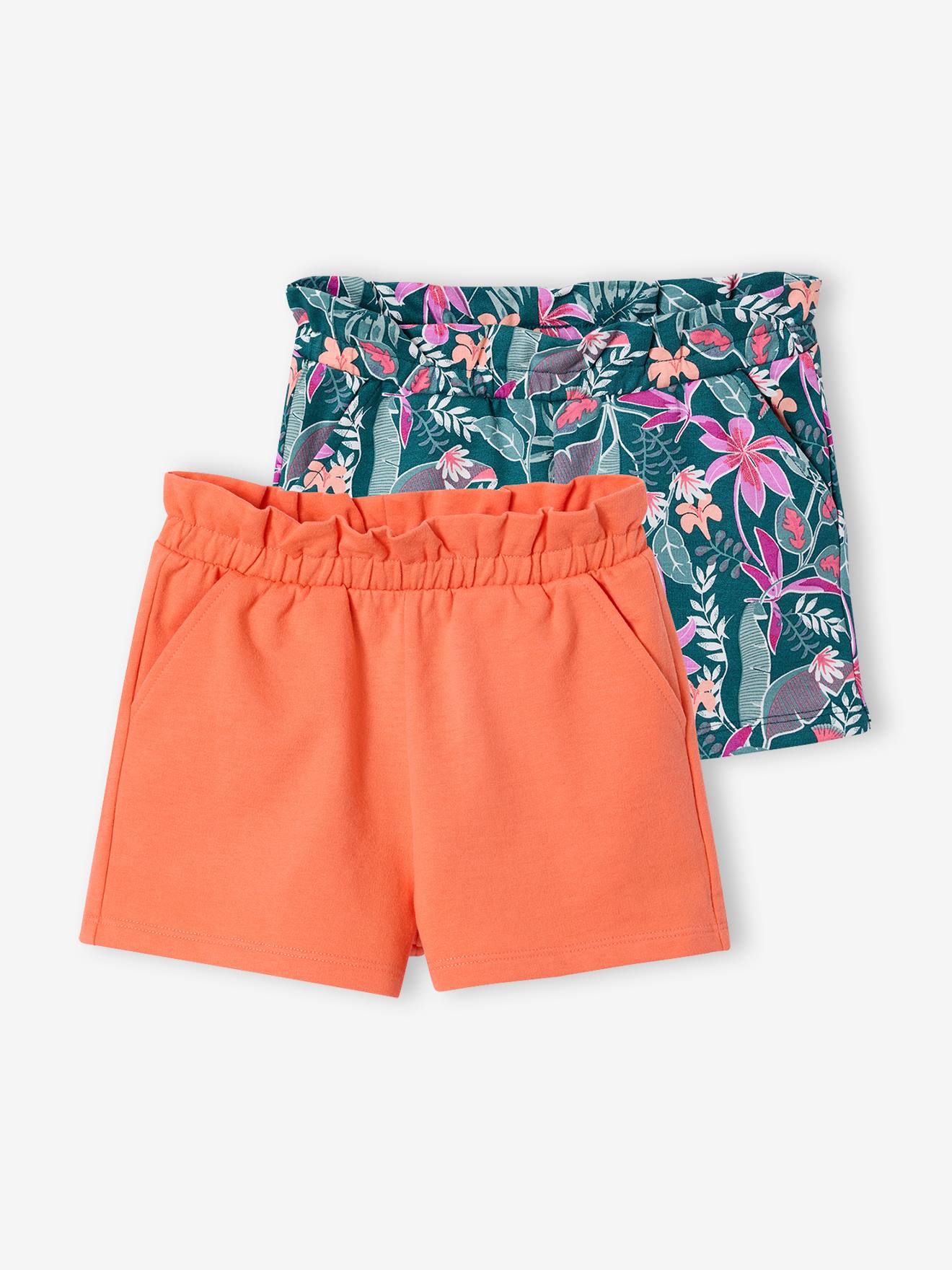 Vertbaudet Set Van 2 Meisjesshorts Mandarijn