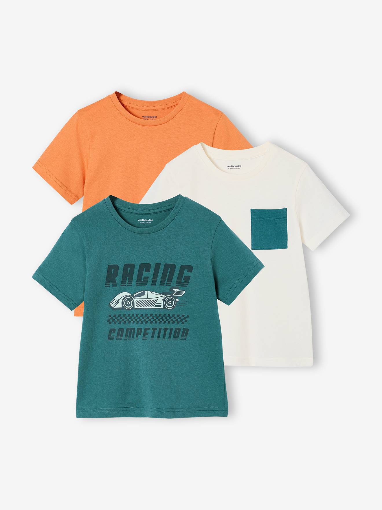 Vertbaudet Set Van 3 T-shirt Met Korte Mouwen Petrolblauw