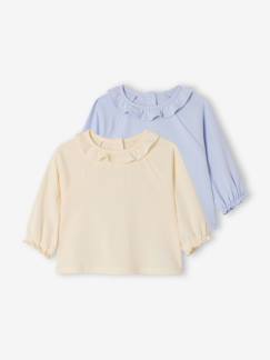 Lot 2 T-shirts manches longues collerette  - vertbaudet enfant