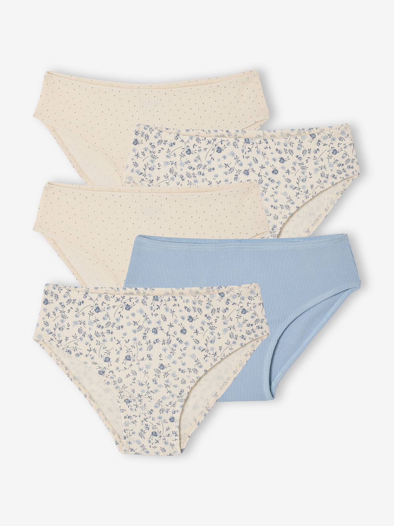 Vertbaudet Set Van 5 Slipjes For Girls Geribbeld Ecru
