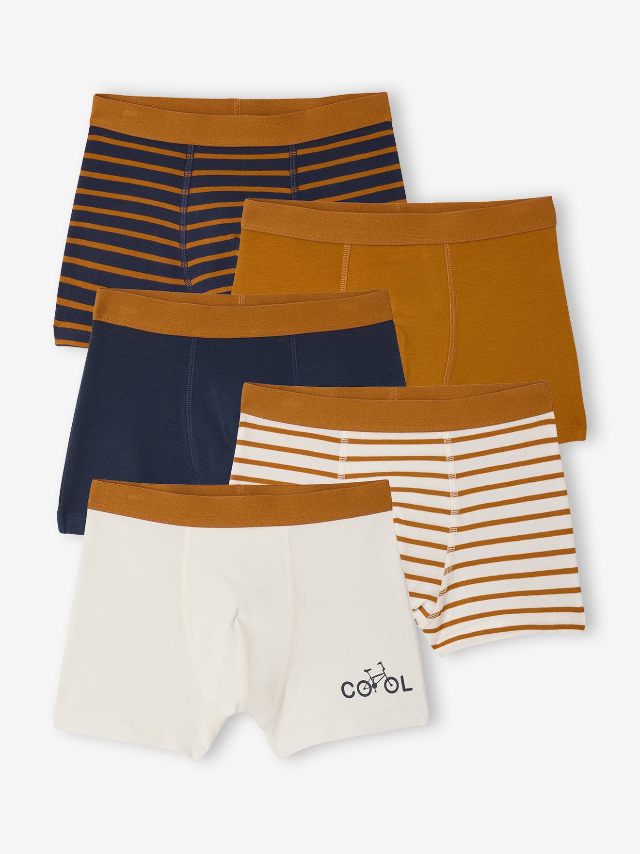 Vertbaudet Set Van 5 Boxershorts Voor Jongens Met Fietsen Ecru