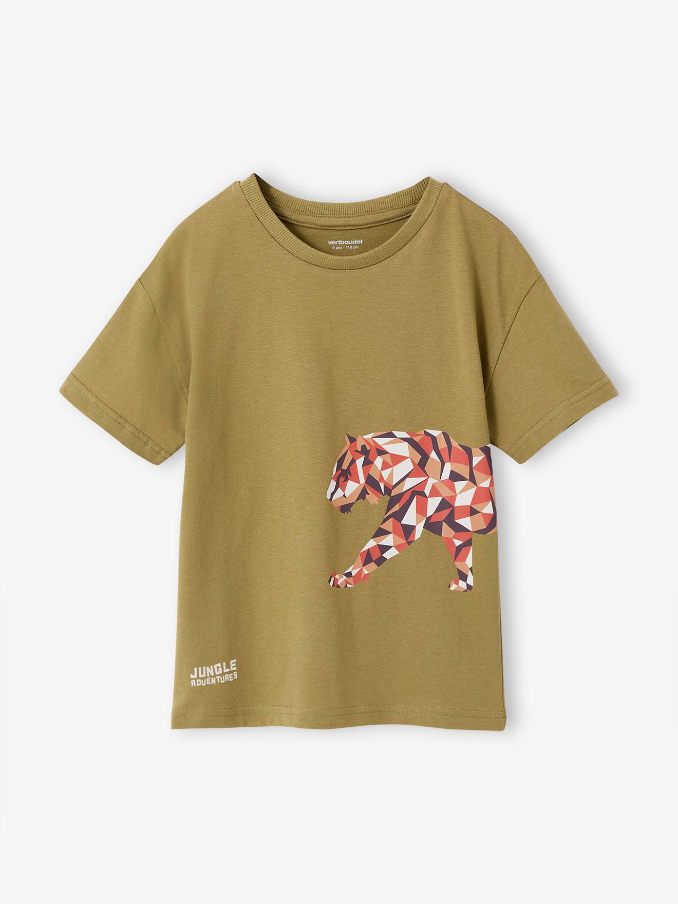 Vertbaudet T-shirt Met Korte Mouwen Tijger Olijf