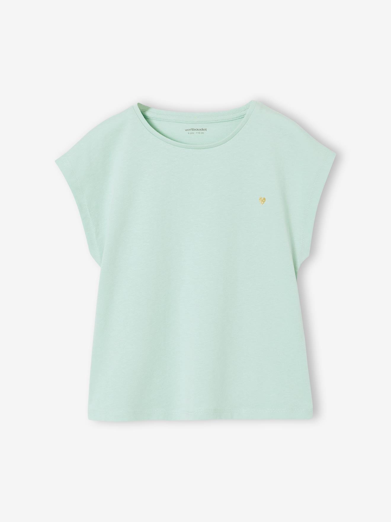 Vertbaudet Effen Basics Meisjesshirt Met Korte Mouwen Blauwgroen