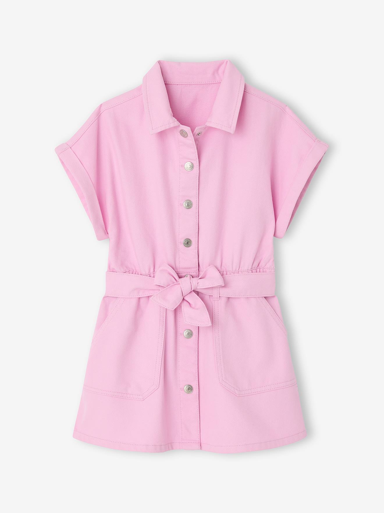 Vertbaudet Meisjes Met In Katoenen Twill Zachtpaars
