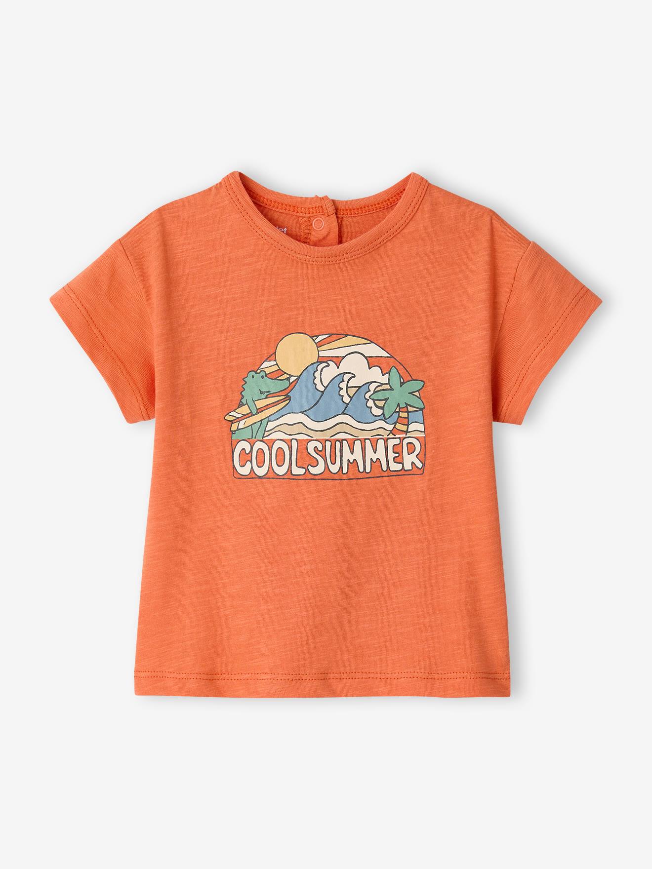 Vertbaudet T-shirt Baby Jongen Biologisch Katoen Sinaasappel