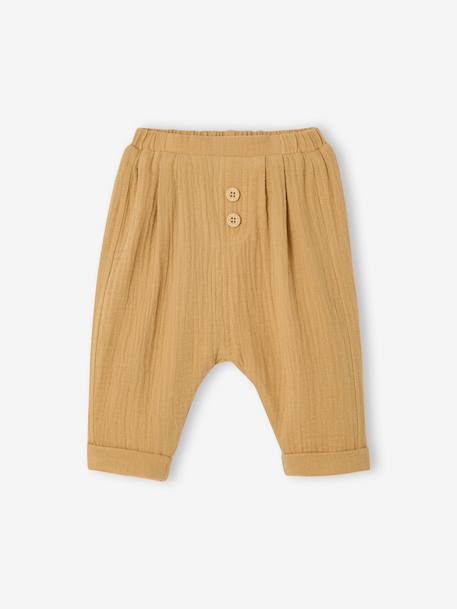 Bébé-Pantalon bébé mixte coupe sarouel en gaze de coton