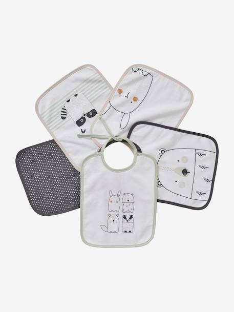 Lot De 5 Bavoirs Bebe Vertbaudet Decor Animaux Oeko Tex Blanc Foret Puericulture Lot De 5 Bavoirs Bebe Vertbaudet Decor Animaux Oeko Tex Blanc Foret Puericulture
