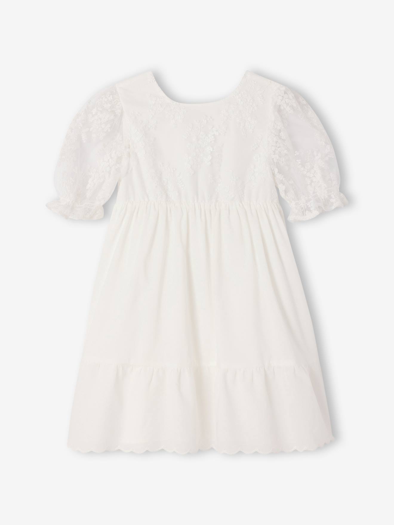 Vertbaudet Bohemian Jurk Voor Meisjes Met Kanten Mouwen Wit